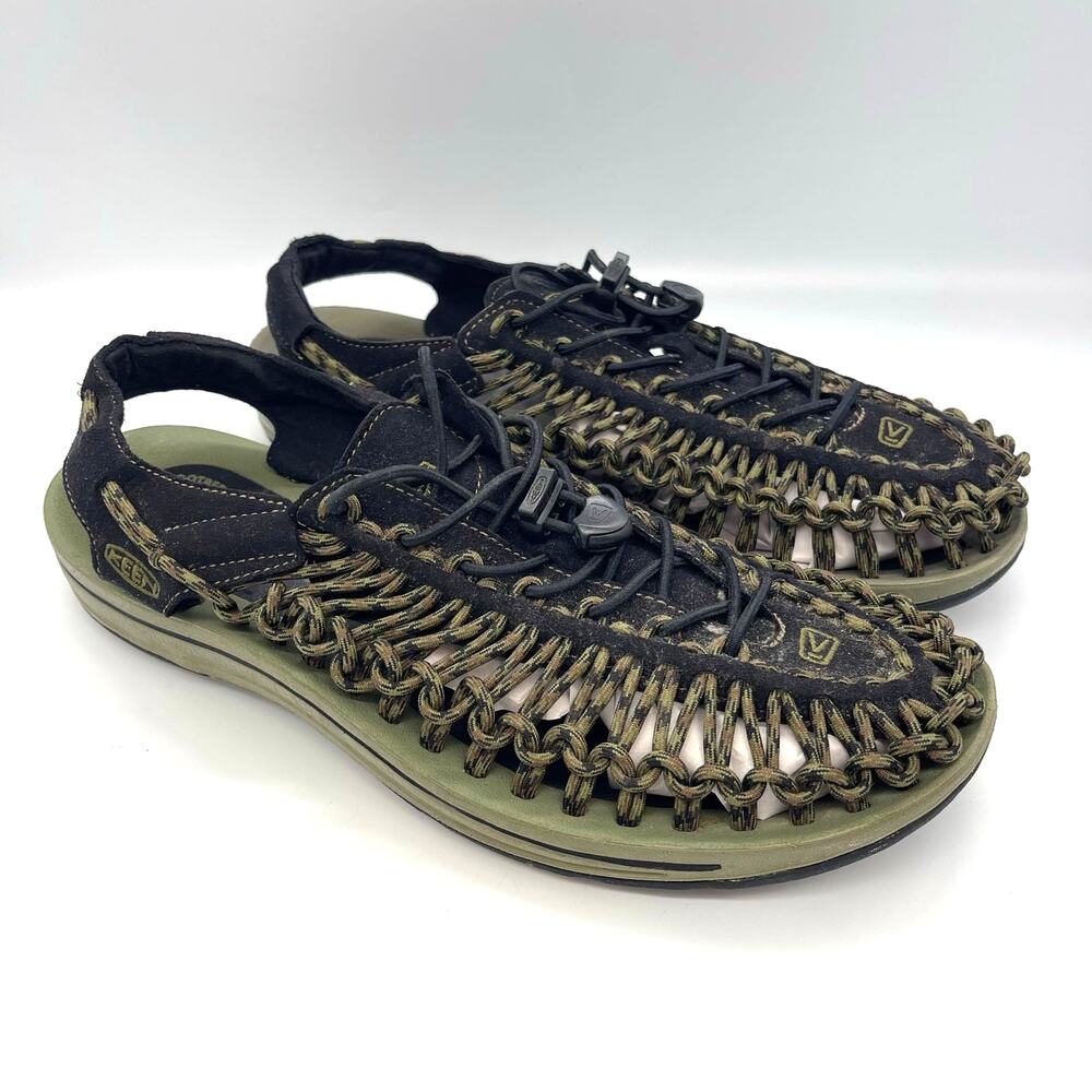 KEEN Uneek Men's Open-Air Corded Sandals Green & Black Size 11